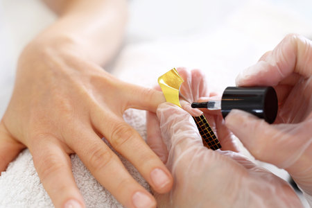 Nail extension with gelの写真素材