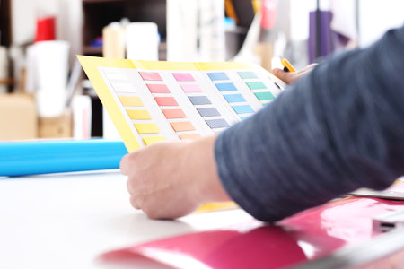 Paint template. The interior architect chooses the colorの写真素材