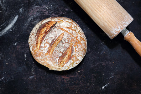 Bread from a traditional bakery. A composition of natural, organic bakery pastries.