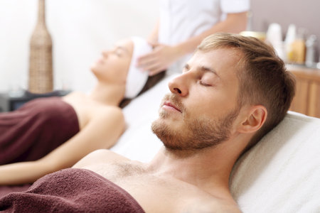 Relax in the spa. A woman in a spa salon.の写真素材