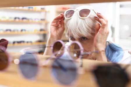 Optical salon. Eye protection from the sun, sunglasses with a filter.