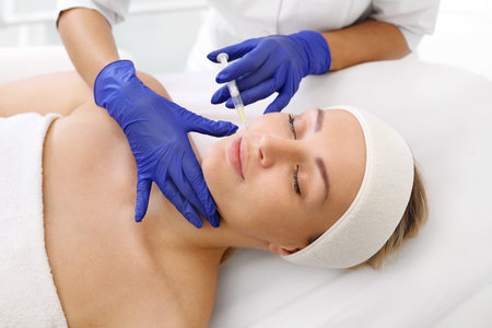 Vampire facelift. Plasma injection. A rejuvenating treatment.の写真素材