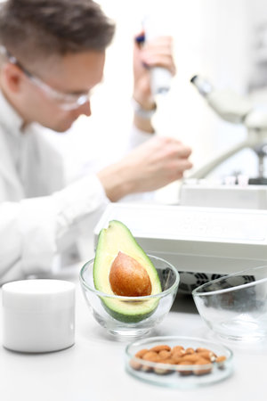 Laboratory microbiological examination of food. The biotechnology analyzing the composition of the collected sample.の写真素材