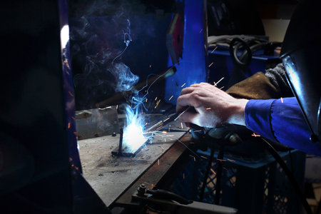 Welding. Steel welding processの写真素材