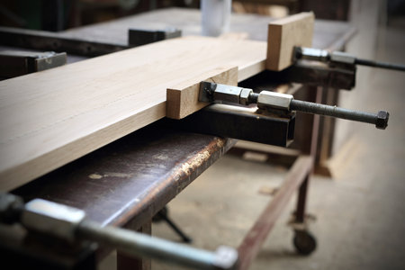 Joinery. Gluing boards.の写真素材