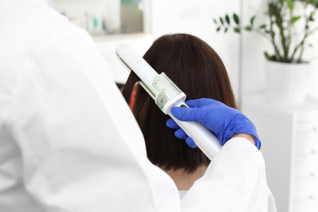 Hair nutrition using an infrared leveling iron and ultrasound.の写真素材