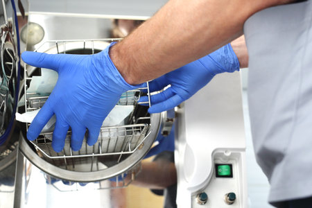 Sterilization of medical tools. Loading the sterilizer chamber.の写真素材