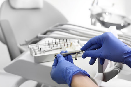 Implant key. Cassette implant. Equipment of the dental office.の写真素材