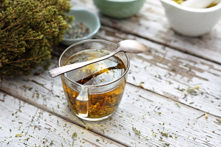 Herbal medicine and natural medicine. Traditional herbal remedies.の写真素材