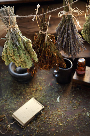 Herbal medicine , alternative medicine, natural herbal methods of treatmentの写真素材