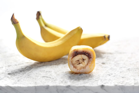 Tasty sweet sushi, fruit dessert. Horizontal compositionの写真素材