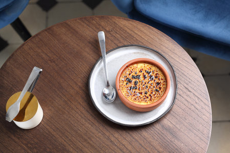 Creme brulee. Sweet dessert French cuisine.の写真素材