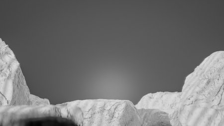 3d illustration of a white rock in front of a blue skyの写真素材