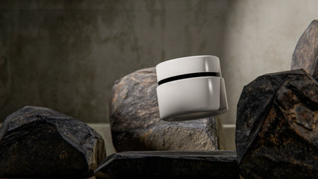 White object on the stone background. 3d illustration.の写真素材