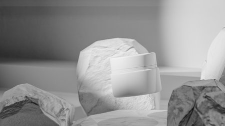 Cosmetic cream jar mockup. Natural organic skin care product.の写真素材