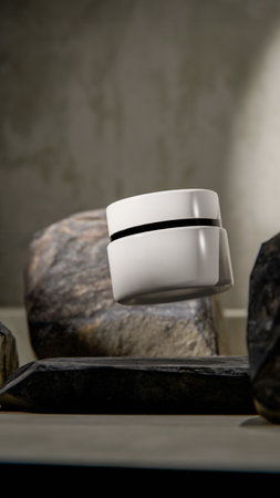Coffee cup on stone background.の写真素材