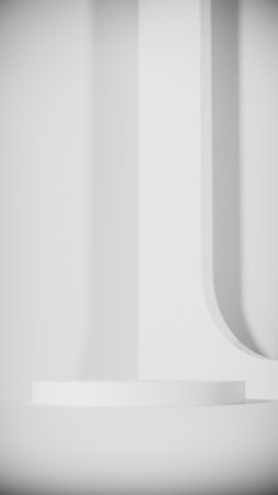 Abstract minimal scene with white podium. 3d render illustration design.の写真素材