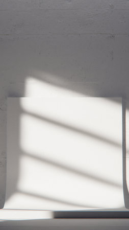 White wall with shadow and light from the window. Abstract background.