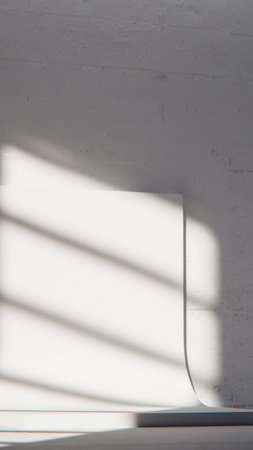 Abstract white interior with window and shadow. Minimalist style.