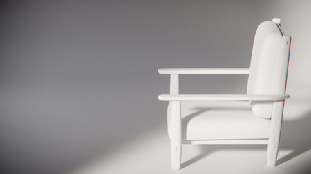 White chair on a gray background. Minimalism. 3d renderingの写真素材