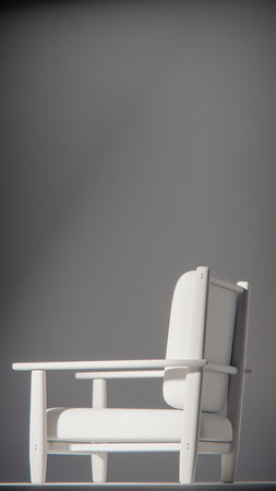 White chair on grey background. Minimalism concept. 3D Renderingの写真素材