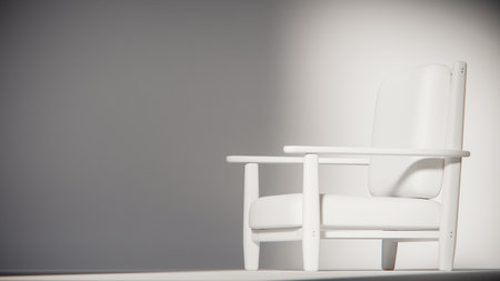 White chair on gray background. 3d rendering, 3d illustration.の写真素材