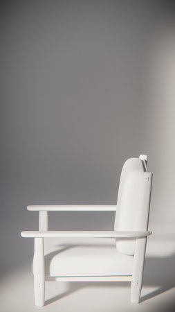 White chair on a gray background. Minimal style. Selective focus.の写真素材