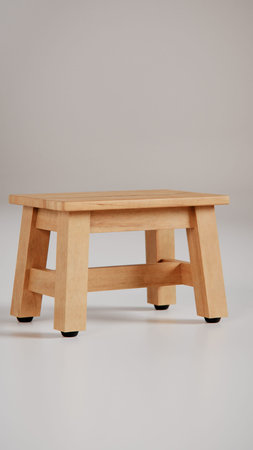 Wooden stool isolated on white background with copy space, stock photo