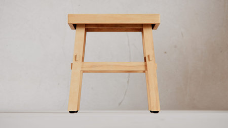 Wooden stool on white background.