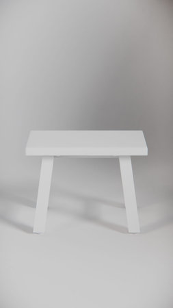 White wooden stool on a gray background. Minimalism. 3d rendering