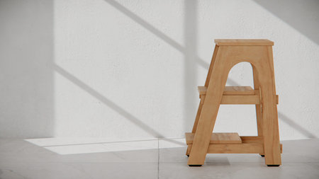 Wooden stool on a white background. 3d rendering, mock up