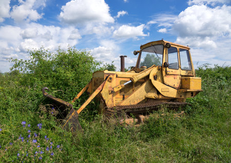 Old abandoned, rusted bulldozer