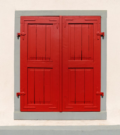 Red closed window shutter
