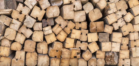 Old stacked wooden beams