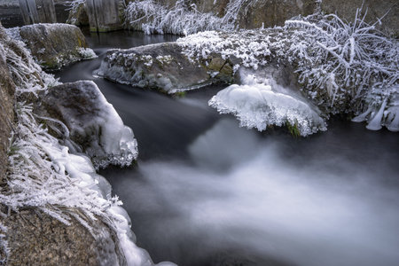 Stream in winterの写真素材