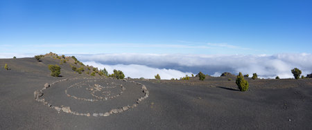 Panorama - Stone circle above the clouds on the island of El Hierroの写真素材