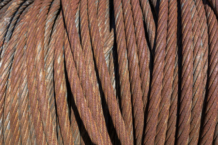 Rusty wire rope in closeup