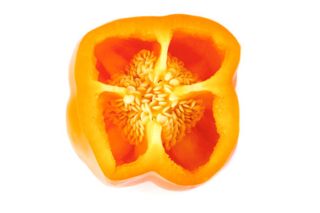 Sweet pepper cut. The seeds and insides of pepper/の写真素材