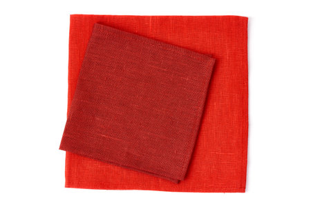 Two red napkins on whiteの写真素材