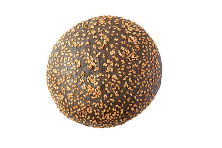 Black bun for hamburger on whiteの写真素材