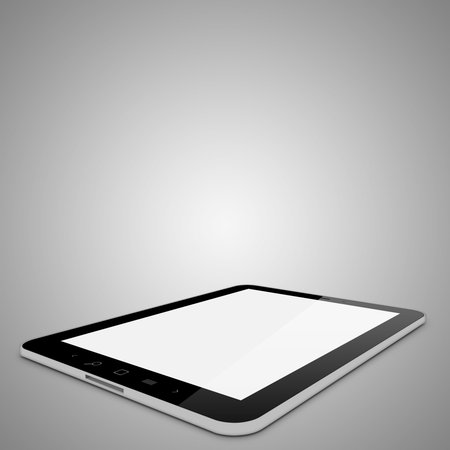 one computer tablet on grey background  render の写真素材