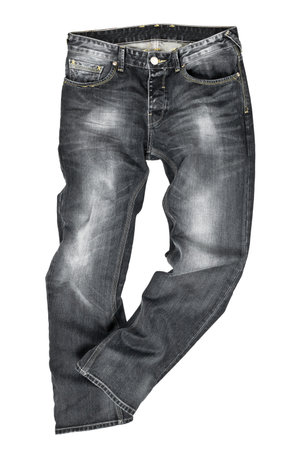 Black jeans trouser isolated on the white backgroundの写真素材