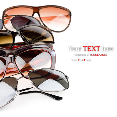 Collection of sunglasses on white の写真素材