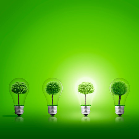 Scene of the light from lightbulb with tree insideの写真素材