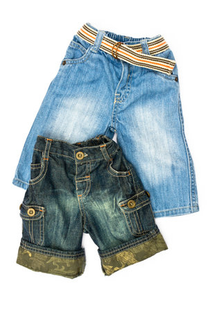 baby jeans isolated on white backgroundの写真素材