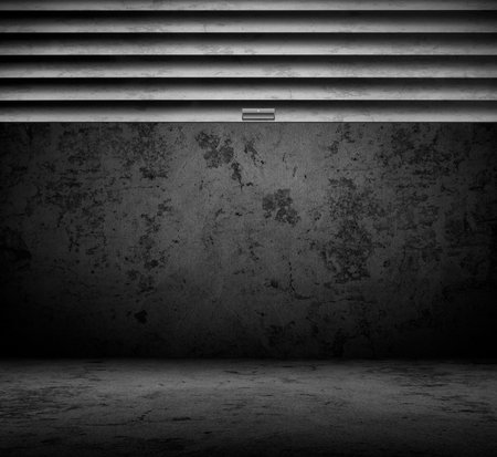 Garage with stainless steel door rolled upの写真素材