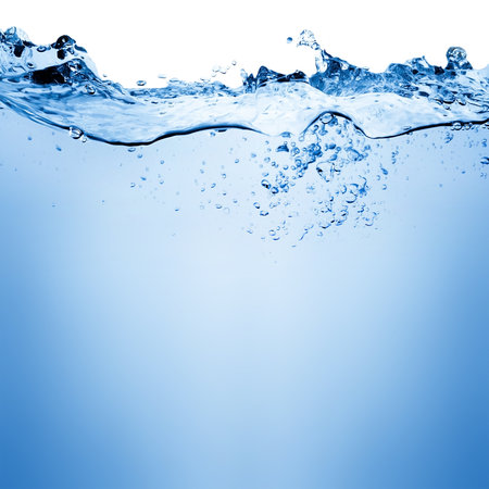 Water and air bubbles over white background with space for textの写真素材
