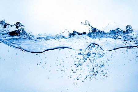 Water and air bubbles over white backgroundの写真素材
