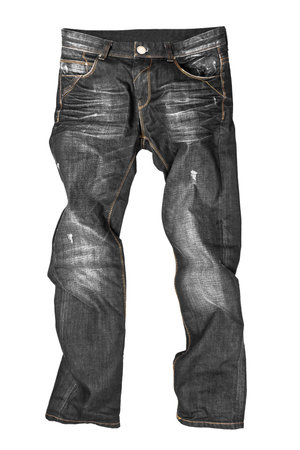 Black jeans trouser isolated on the white backgroundの写真素材