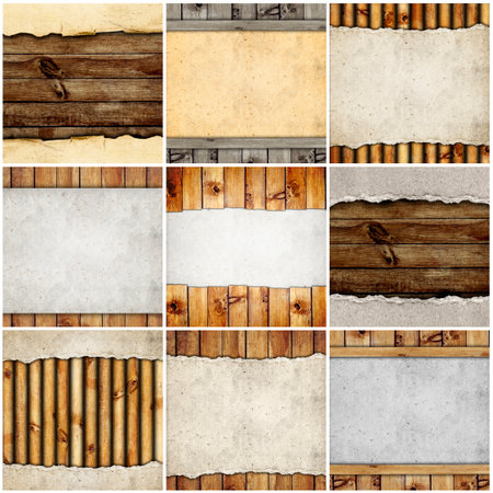collection of wood and paper backgroundsの写真素材